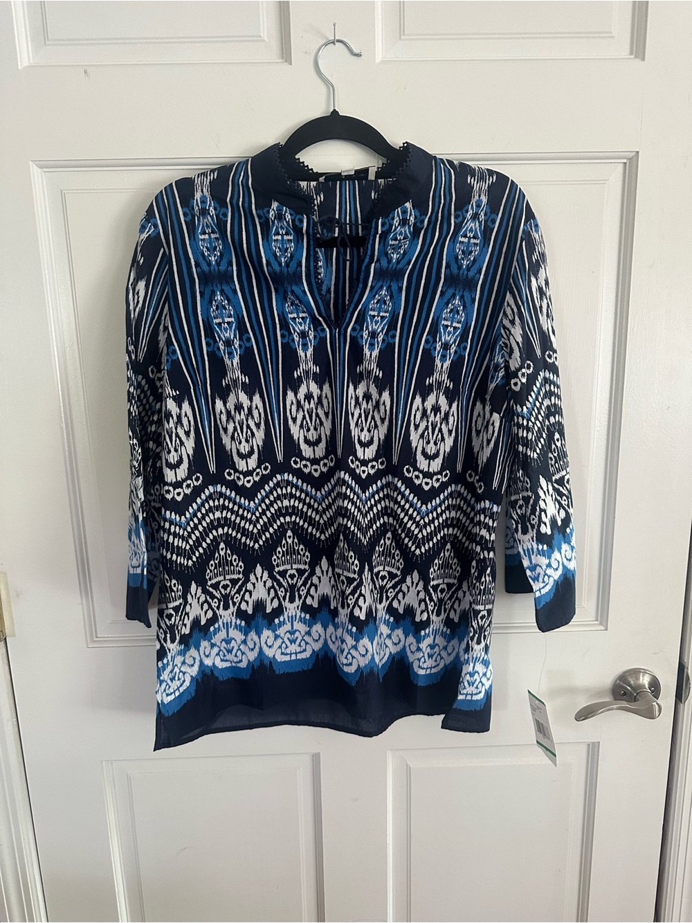 Jones New York Navy White  V-Neck tunic Chest 40 L 26 New with tags Large